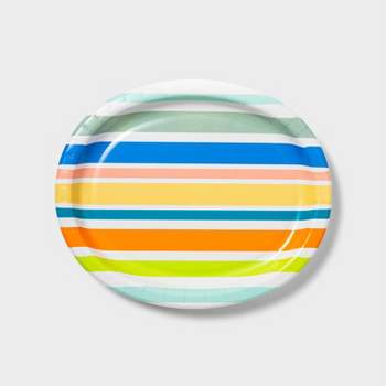 10ct Paper Oval Platter Summer Stripe - Sun Squad™