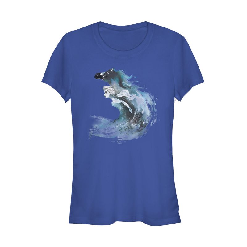 Juniors Womens Frozen 2 Elsa Horse Water Spirit T-Shirt, 1 of 4