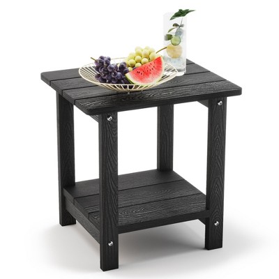 Arceso Outdoor Side Table, 2-Tier HDPS Patio End Table Weather Resistant, Morden Side Table for Patio, Pool, Porch