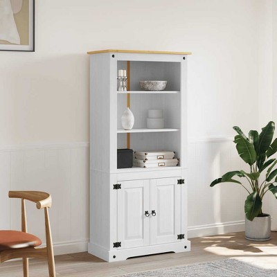 Side Cabinet White body and brown top Solid pinewood  vidaXL