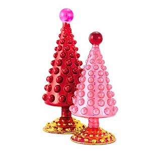 Cody Foster 8.0 Inch Mid-Century Modern Tree Rouge Christmas Decorative Tree Set , Christmas Decor Valentine's Day (2PC) - 1 of 4