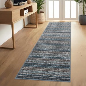 Washable Hallway Runner Rug Modern Abstract Accent Carpet Non-Slip Backing Non-Shedding Contemporary Striped Transitional Rug Runner - 1 of 4