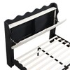 Full Size Platform Bed Frame No Box Spring Needed Farmhouse Bed with LED Light Strips Headboard Storage Space 2 USB Charging Ports for Bedroom Blcck - 4 of 4