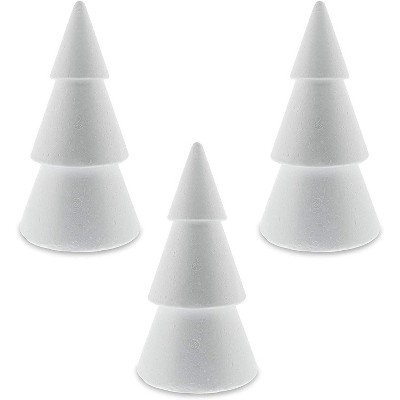 Bright Creations 3-Pack Craft White Foam Cone Christmas Tree for DIY Crafts (10.2 x 5.3 Inches)