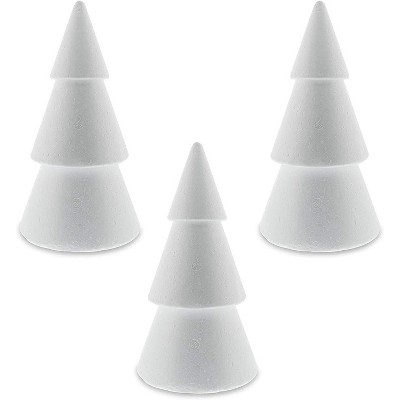 Bright Creations 3-Pack Craft White Foam Cone Christmas Tree for DIY Crafts (10.2 x 5.3 Inches)