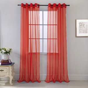 RT Designers Collection Cara One Sheer Grommet Light Filtering Curtain Panel 54" x 90" Red - 1 of 3