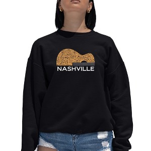 LA Pop Art Nashville Guitar - Women's Word Art Crewneck Sweatshirt - 1 of 4