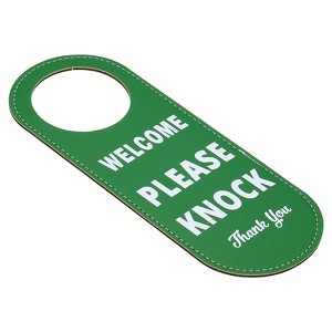 Unique Bargains PU Leather Waterproof Double-Side Office Meeting Privacy Door Hanger Sign - 1 of 4