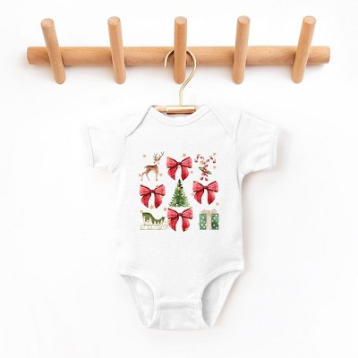 The Juniper Shop Coquette Christmas Collage Baby Bodysuit - 6 Month - White