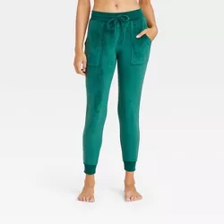Women's Cozy Fleece Lounge Jogger Pants - Stars Above™ Green XXL