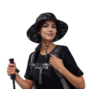 Anna-Kaci Wide Brim Outdoor Sun Hat with Adjustable Chin Strap for Hiking Camping Travel Beach - 1 of 4