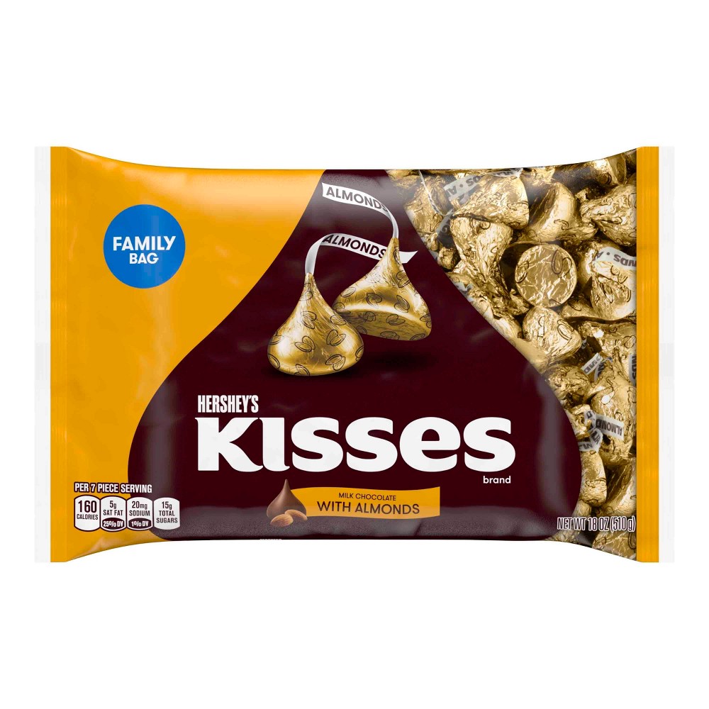 UPC 034000133529 product image for HERSHEY'S KISSES Milk Chocolate with Almonds - 18oz | upcitemdb.com