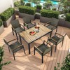 Hrinhom 7 Pieces Patio Dining Table And Chairs Set,Outdoor Rattan Furniture Set - 4 of 4