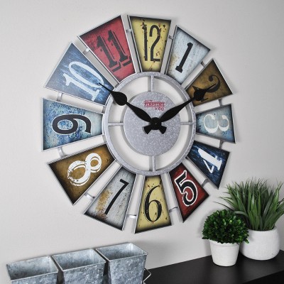 24" Numeral Windmill Farmhouse Wall Clock Galvanized Finish - FirsTime & Co.