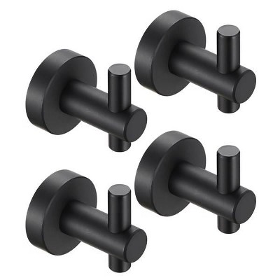 Munora Round Base Wall Hanging Hook, Matte Black Space Aluminum Hardware 4-Pack