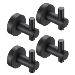 Munora Round Base Wall Hanging Hook, Matte Black Space Aluminum Hardware 4-Pack - 1 of 4