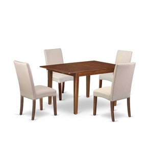 HomeStock 5-Pc Mahogany Finish Solid Wood Top-Rectangular Dining Room Set with Butterfly Leaf-Seats 4 - 1 of 4