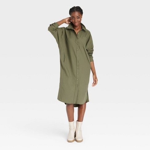 Women's Long Sleeve Button-down Midi Shirtdress - Universal Thread™ : Target
