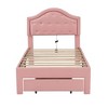 NicBex Upholstered Bed Frame with Smart LED and Drawers,PU Low Profile Platform Bed Frame with Tufted Headboard,No Box Spring Needed,Pink/White - 4 of 4