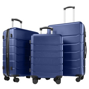 FONTOI 3pcs Stylish Luggage Set 20/24/28 Inch Suitcases Travel Large Suitcase with Wheels Rolling Luggage Hard Sided Luggage for Business, Blue - 1 of 4