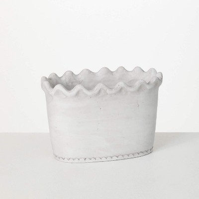Sullivans Scalloped Edge Dish Garden Ceramic Planter 6.5"H