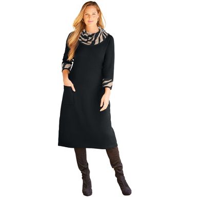 Catherines Women's Plus Size Cowl Neck Sweater Dress