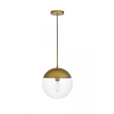 Elegant Lighting Eclipse 1 Light Brass Pendant With Clear Glass