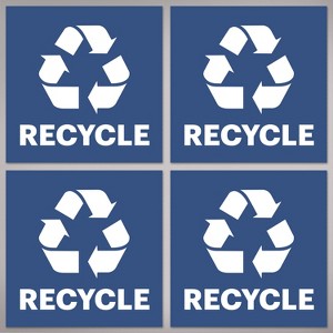Avery Recycle Stickers, Blue Recycle Signs for Bins, Containers, Trash Cans and Walls, Waterproof, UV Resistant, Preprinted, 4" x 4", 8 Total - 1 of 4