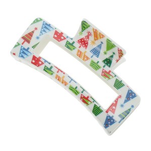 Unique Bargains Christmas Hair Clips Square Tree for Christmas 3.35"x1.77"x1.57" White 1 Pc - 1 of 4