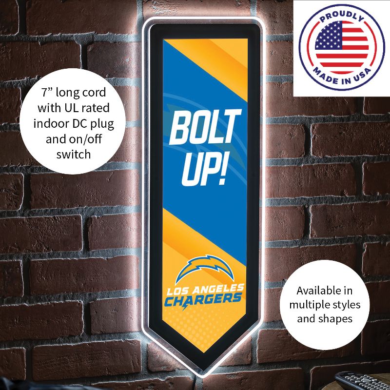 Evergreen Ultra-Thin Glazelight LED Wall Decor, Pennant, Los Angeles Chargers- 9 x 23 Inches Made In USA, 5 of 7
