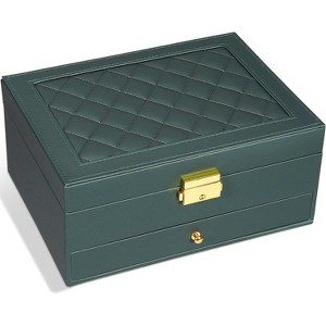 Jewelry Box - Large PU Leather Jewelry Organizer Storage Case with Two Layers Display - 1 of 4