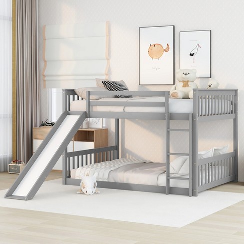 Full Over Full Bunk Bed With Slide And Ladder, Gray - Modernluxe : Target