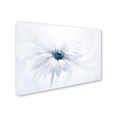 Serenity White and Blue Flower Canvas Wall Art, 16" x 24"