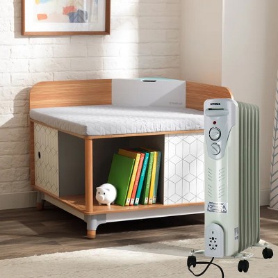 Optimus Portable White Oil Filled Radiator Heater with Thermostat