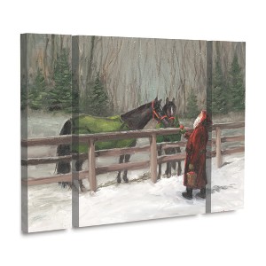 Trademark Fine Art-Mary Miller Veazie 'Santa With Horses' Multi Panel Art Set Large 3 Piece - 1 of 3