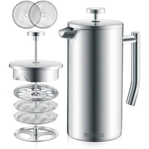 Belwares French Press Coffee Maker | Stainless Steel 304 | Double Wall | 4 Level Filtration System - 1 of 4