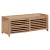 PAGED Retro Shoe Bench with Cushion, Distressed Shutter Storage Bench with Sliding Door for Family Room, Entryway - 4 of 4