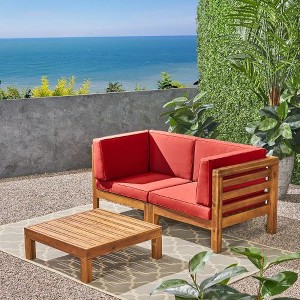 NicBex Modular Sectional Sofa Set, Outdoor Patio Sofa Set, 2-Piece Loveseat with Square Coffee Table, Acacia Wood Outdoor Couch Set - 1 of 4