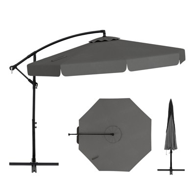 Tangkula 10FT Offset Hanging Umbrella Patio Cantilever Umbrella w/ Easy Tilt Adjustment