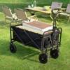VisioGear Outdoor Serving Carts, Foldable Cart with All-Terrain Wheels, Collaspible Cart with Handle and Side Pockets, Black, 20"*39 3"*34.6"* - 3 of 4