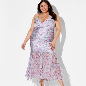 Women's Maxi Ruffle Hem Slip Dress - Wild Fable Pink Floral XXL : Target