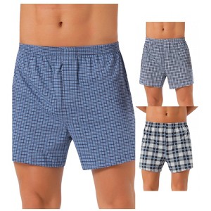 INSPIRE CHIC Men's 3 Pack Classic Elastic Waistband Plaid Printing Boxer Shorts - 1 of 4