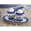 Blue Rose Polish Pottery 1282 Zaklady Salt & Pepper Shakers with Plate - 2 of 3