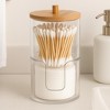 Acrylic Q tip Dispenser and Cotton Pad Holder with Bamboo Lid, 2 Tier Nonslip Round Bathroom Organizer Jars for Cotton Balls, Swabs, Makeup Pads - 3 of 3