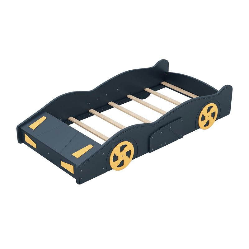 Race Car-Shaped Platform Bed with Wheels and Storage - ModernLuxe, 5 of 11