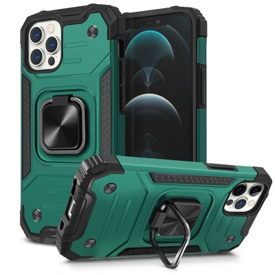 Insten Rugged Heavy Duty Case with 360 Ring Kickstand Compatible with iPhone - Shockproof Bumper Cover Accessories