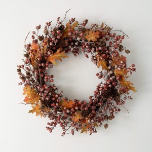 Sullivans Rustic Fall Berry Leaf Wreath - 1 of 3