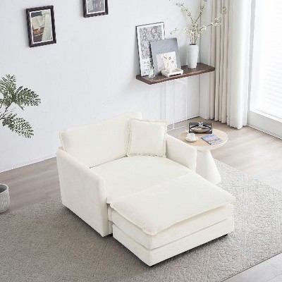 CAVINAS Comfy Deep Single Sofa, Seat Sofa Couch with 1 Toss Pillow, Upholstered Reading Armchair, Living Room Sofa Chair for Adult