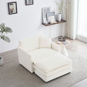 CAVINAS Comfy Deep Single Sofa, Seat Sofa Couch with 1 Toss Pillow, Upholstered Reading Armchair, Living Room Sofa Chair for Adult - 1 of 4