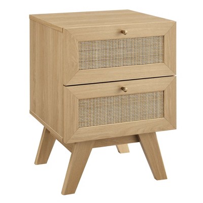 Modway Soma 2-Drawer Nightstand - Mid-Century Modern Wood Bedside Table with Storage Drawers for Bedroom or Guest Room